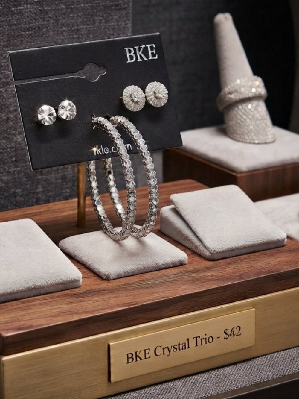 BKE Silver Trio Crystal Earring set